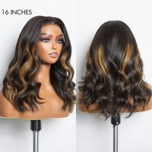 Glueless lace front human hair wig